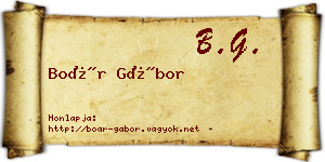 Boár Gábor névjegykártya